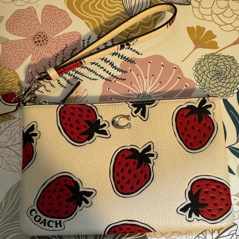 Coach Wristlet with Strawberry Print - Picture 2 of 4